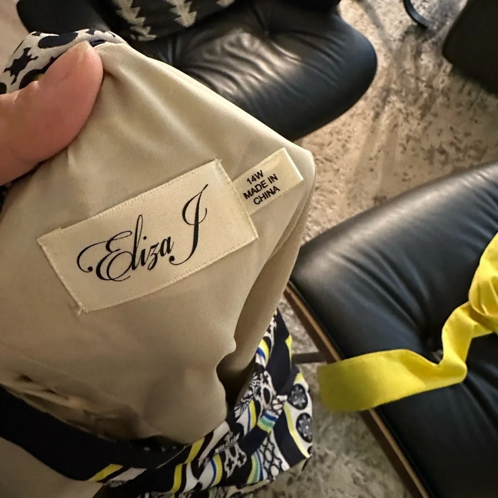 Eliza J NWOT blue and yellow handkerchief halter dress - Picture 6 of 6
